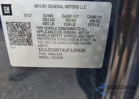 2018 Chevrolet Malibu Lt z USA, uszkodzony, nr VIN 1G1ZD5STXJF120525